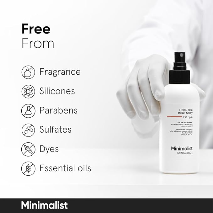 Minimalist Hypochlorous Acid Face & Body Spray for Acne, Eczema & Redness Relief | Soothes & Purifies Skin Post-Workout | Antimicrobial, Reduces Irritation | Gentle HOCl Formula for All | 7.44 fl oz