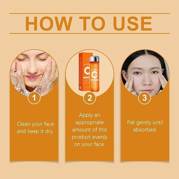 5X Vitamin C Face Toner 130ml, Korean Vitamin C Facial Care Toner for Women Anti Aging, Daily Hydrating Toner with Hyaluronic Acid to Improve Skin Texture, Enhance Glow (Vitamin C Toner)