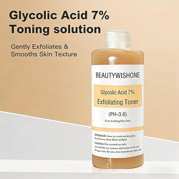 Glycolic Acid 7% Toning Solution - Gently Exfoliates, Smooths Skin Texture, Improvement Visible Clarity & Also Addressing Uneven Tone, Reveal Radiant Skin, 8.12 fl oz
