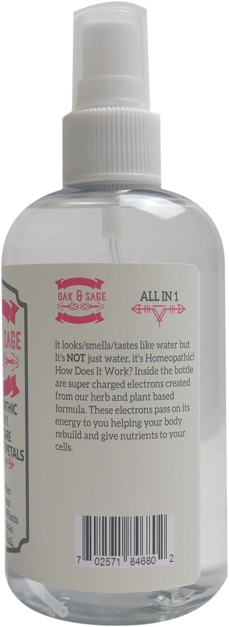 OAK & SAGE Homeopathic All in 1 Skin Care with Rose Petals - NonLather - Unscented - 8oz - 100% Herbs/Plants, No Alcohol, No Chemicals - for All Skin Types