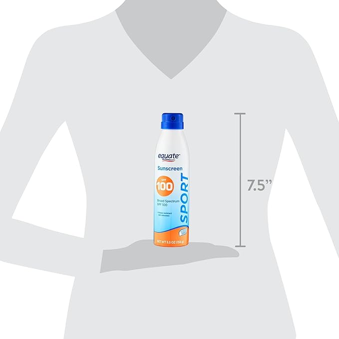 Equate Sunscreen SPF 100- Sport Broad Spectrum Spray (pack of 1), Set By Basket Goods