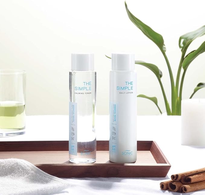 SCINIC The Simple Calming Toner, pH 5.5, 4.90 fl oz (145 ml) | Vegan Face Astringent for Sensitive and Irritated Skin | Fresh Watery Texture | PH-Balanced Mild Toner | Korean Skincare