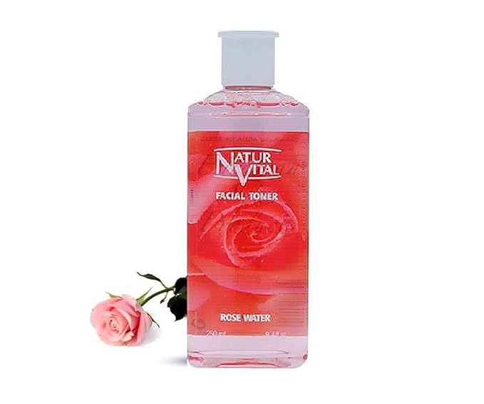 Natur Vital Rose Water Facial Toner - Astringen - Smoothing Skin - Tonico Facial Agua De Rosas - 250 Ml .4 Fl.oz.
