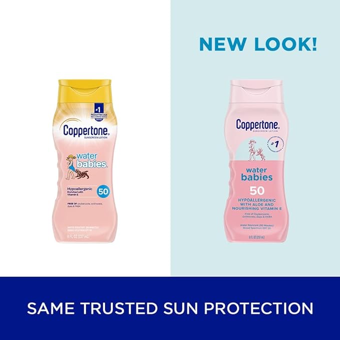 Coppertone Water Babies Sunscreen Lotion, SPF 50, 8 oz. (Pack of 2)