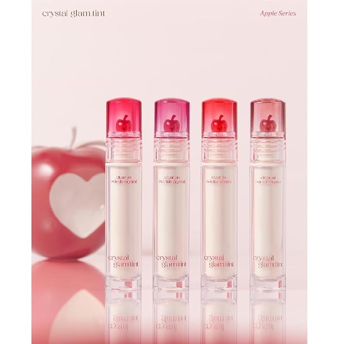 CLIO Crystal Glam Tint, Glossy Lip Tint with Glass-Like Shine, Lightweight Buildable Lip Stain, Long-Lasting Color, Non-Sticky, Rose Extract, Korean Lip Tint (020 VANILLA APPLE)