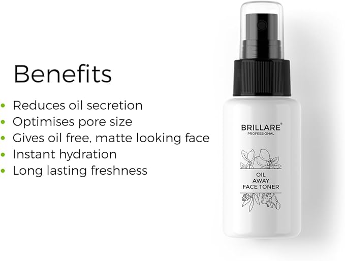 Brillare Oil Away 100% Natural Face Toner with Tea Tree, Lemon and Zinc (50 ML), Zero Chemicals