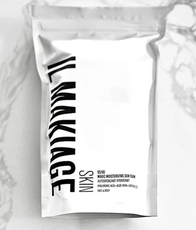 IL Makiage Tanning Foam with Brush - Instant Bronzing Sunless - Streak Free Glow - Buildable Sunless Seamless - Natural Sun Kissed Summer Skincare Quick Tan - Golden Complexion