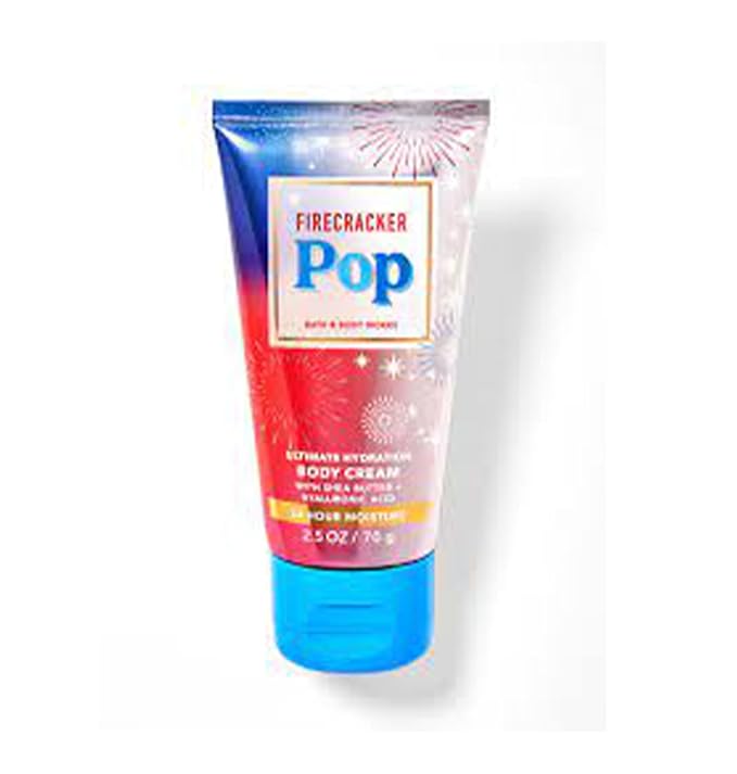 Bath and Body Works Travel Size Body Care - 2.5 Oz 24 Hour Moisture Body Cream (Firecracker Pop)