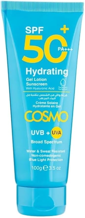 Hydrating Sunscreen Gel Lotion 100g | 3.38 fl.oz, SPF 50 | UVA/UVB Protection | for Men and Women