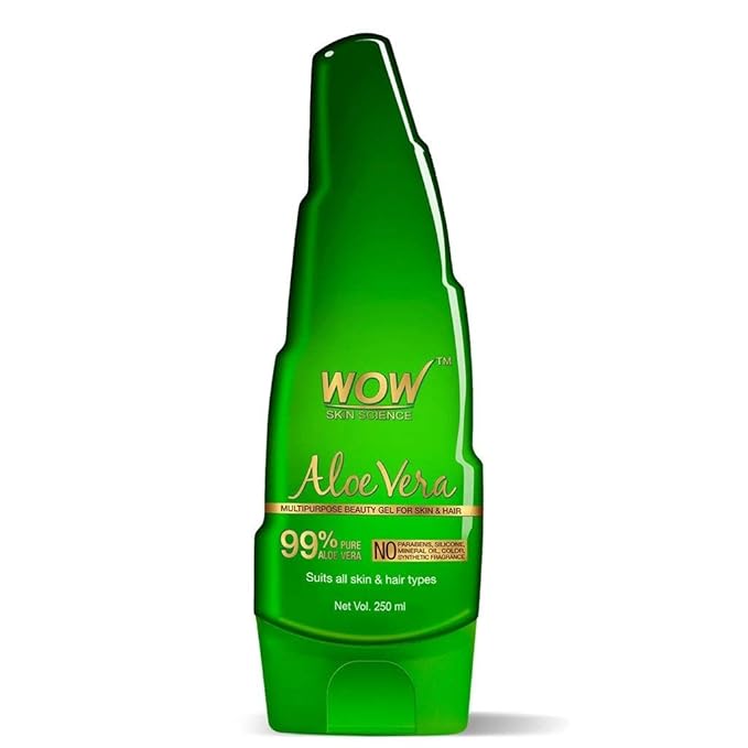 WOW Skin Science Aloe Vera Multipurpose Gel - After Sun Hydration For Hair, Scalp, Face & Skin Care - Helps Dryness, Tight Pores For Less Acne - 99 Percent Pure & Clear - Sulfate, Alcohol, Paraben Free - 250ml
