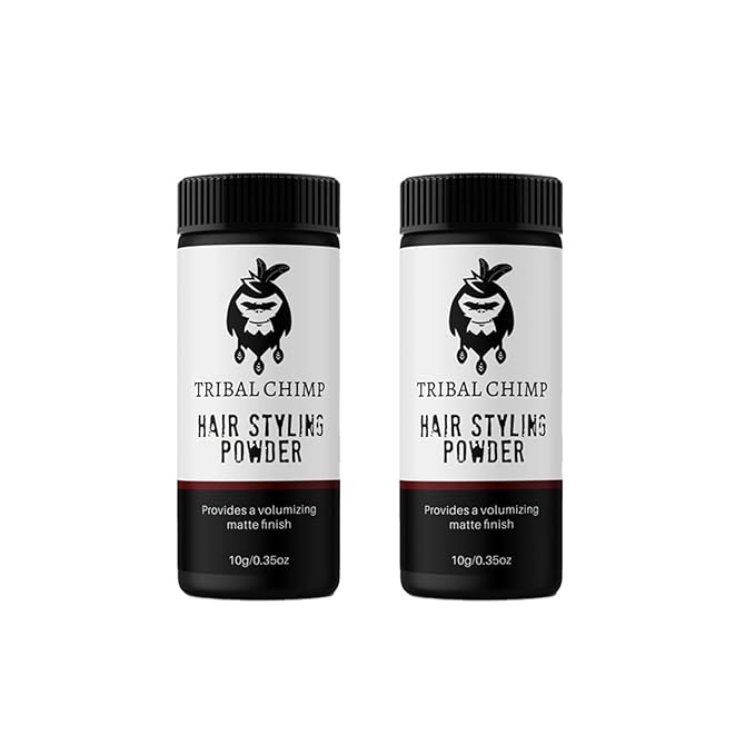 Tribal Chimp Hair Styling Powder, All-day Invisible Hold Hair Volumizer and Texture for Men and Women, Styling Powder with Matte Finish- 2-Piece Set, 10g