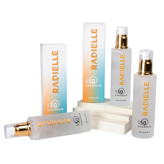 Radielle SPF 50 Sunscreen Gel, Clear, Lightweight Formula with Green Tea, Aloe Vera, Carrot Seed Extract, 3.38 oz