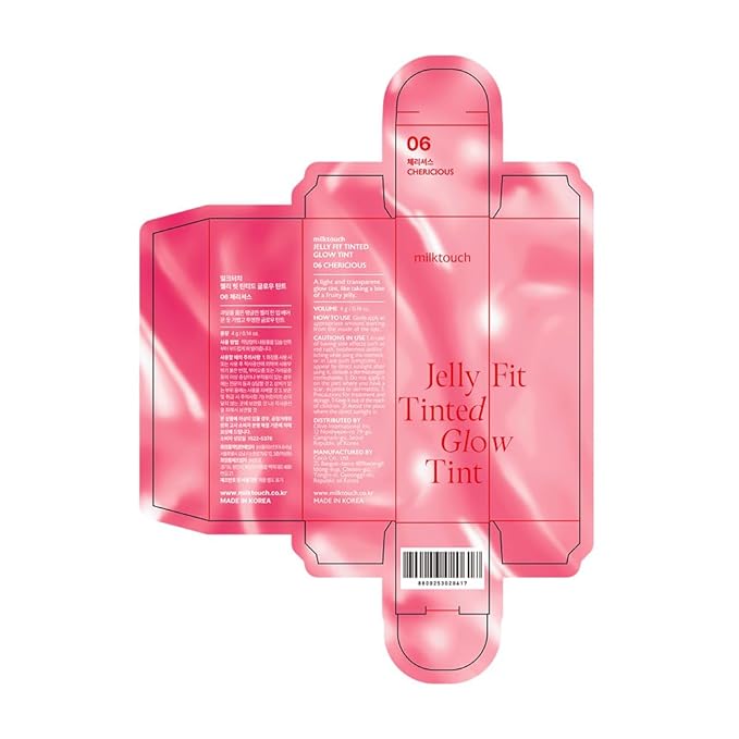 MILKTOUCH Jelly Fit Lip Tint (06 Chericious) with Cooling Plumping Effect and Water-Based Non-Sticky Texture | Long Lasting Korean Beauty Lipstain Tinted Gloss Oil | Stocking Stuffers for Women