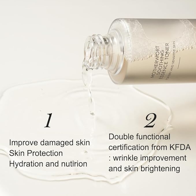 Motherwort Soothing Essence Facial Toner, Herbal Extract, for Dry and Sensitive Skin, Vegan Korean Skincare, Refreshing, Hydrating, Purifying for Glow and Glass Skin 150ml / 5.07fl. oz.