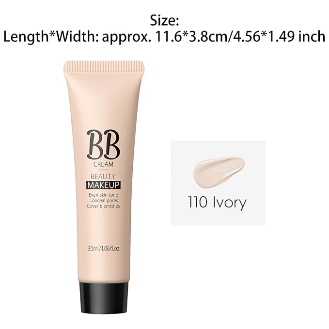 Natural Look BB Cream For All Skin Types Daily Wear Oil Free Tinted Moisturizer Lightweight Hydrating Formula Provides Buildable Sheer Coverage Ivory White One Size