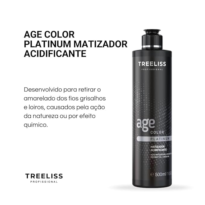 Tree Liss Matizador Platinum Age Color 500Ml Platinum effect Tinting Hair Mask Toner remove orange tones