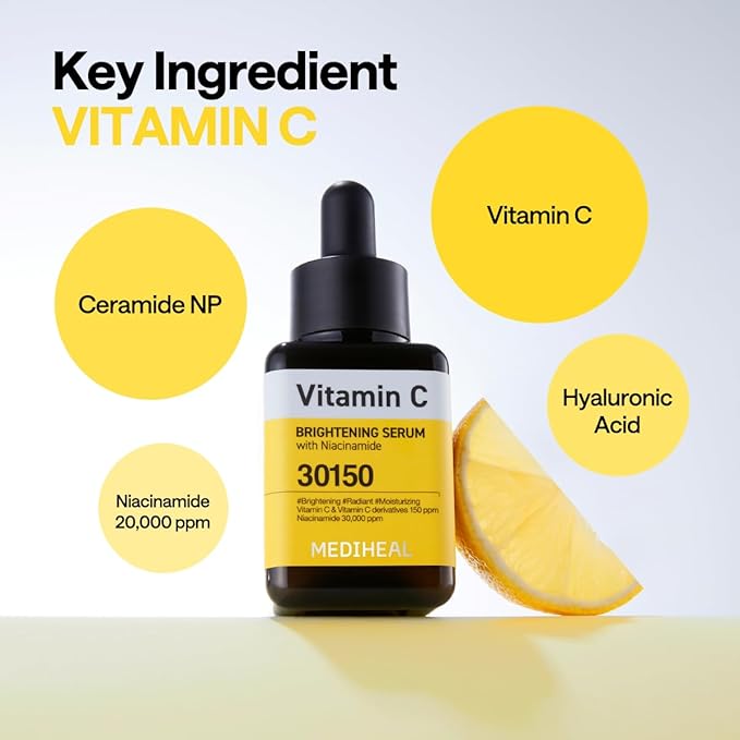 Mediheal Vitamin C Pad & Serum Skin Care Duo Set for Skin Clarity & Radiance – Vitamide Toner Pads (100 Count)+ Vitamin C Serum (1.35 fl.oz)
