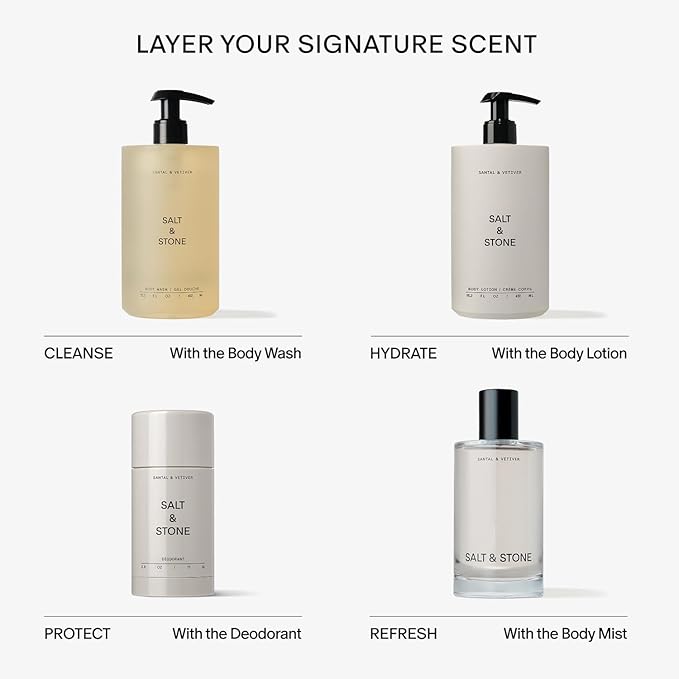 Salt & Stone Body Lotion for Women & Men | Santal & Vetiver | Hydrates, Nourishes & Softens Skin | Restores Dry Skin | Fast-Absorbing | Cruelty-Free & Vegan | 3.4 fl oz