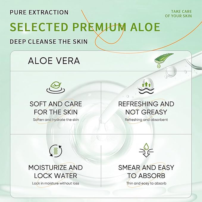 3 PCS Aloe Vera Gel Smoothing After Sun Deeply Hydrating Nourishing Skin Care, for Face Body and Hair - Sunburn, Redness and Itchy Skin Relief 1.41 Fl Oz