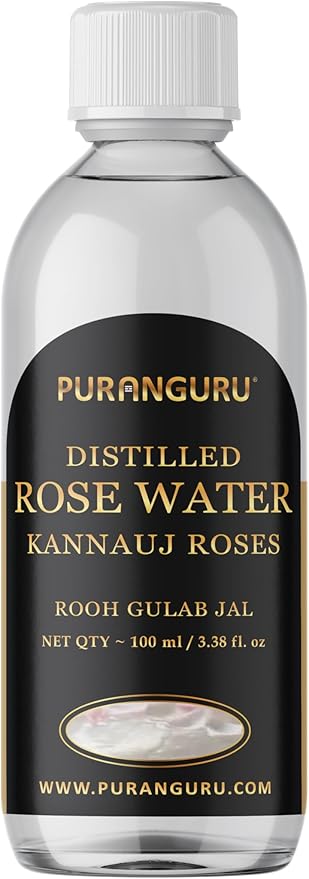 Distilled Rose Water | 100 ml Alcohol-Free | Kannuauj Indian Pink Damask Roses | Refreshing Toner Cleanser Softener | Hydrating Skin Care | Rooh Gulab Jal for Glowing Face & Hair Nourishment