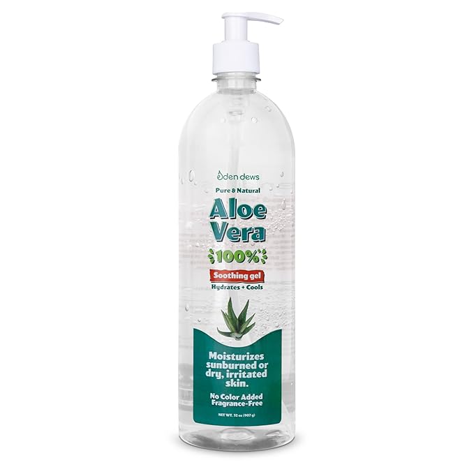 Organic Aloe Vera Gel 100% Pure & Natural Gel, Moisturizing, Face Skin & Hair Care, Sun Burn Relief, Hydrating & Soothing for Dry, Razor Bumps, Made in USA, Unscented, 32 oz, 2-Pack