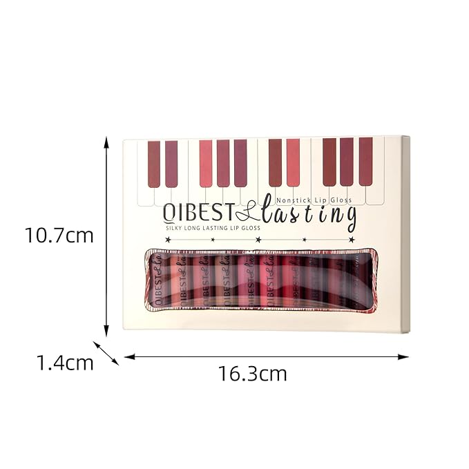 12Pcs Nude Matte Liquid Lipstick Set, Waterproof Long Lasting Non-Stick Cup Nude Brown Dark Red Lipstick 24 Hour Matte Lipstick Professional Lip Gloss Makeup Valentine's Day Gifts for Women (Set C)