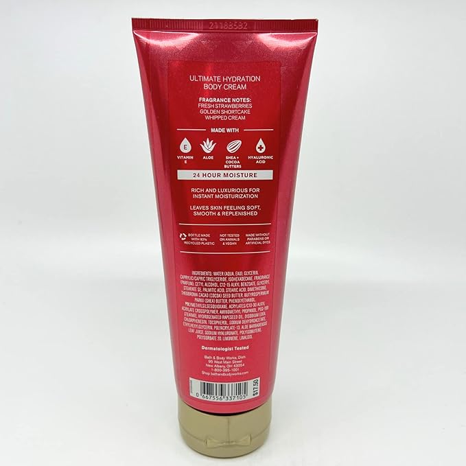 Bath & Body Works - Strawberry Pound Cake - 2 Piece bundle - Shower Gel 10 fl oz and Ultimate Hydration Body Cream 8 oz