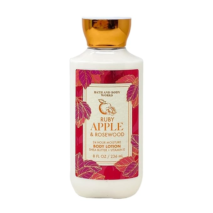Bath and Body Works Super Smooth Body Lotion Sets Gift For Women 8 Oz (8 Fl Oz (Pack of 1), Ruby Apple & Rosewood)