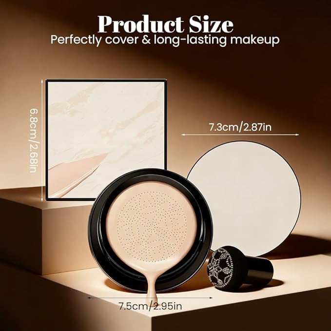Foundation for Older Women, 2026 New Mushroom Head Cushion CC Cream Glow Foundation for Mature Skin, Moisturizing Concealer Brighten Long-Lasting (Deep)