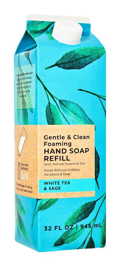 Bath and Body White Tea and Sage Hand Soap Refill - XL Size - 32 oz Compatible with Bath and Body Gentle Foaming Hand Soaps Bottles