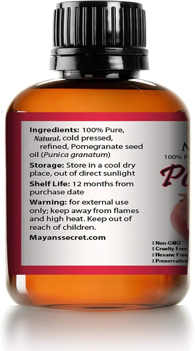 Mayan's Secret Pure Carrier and Essential oils for Skin Care, Hair, Body Moisturizer for Face-Anti Aging Skin Care (Pomegranate Seed Oil (Not Organic), 4oz)