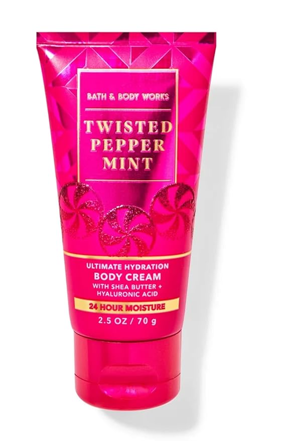 Bath and Body Works Travel Size Body Care - 2.5 Oz 24 Hour Moisture Body Cream (Twisted Peppermint)