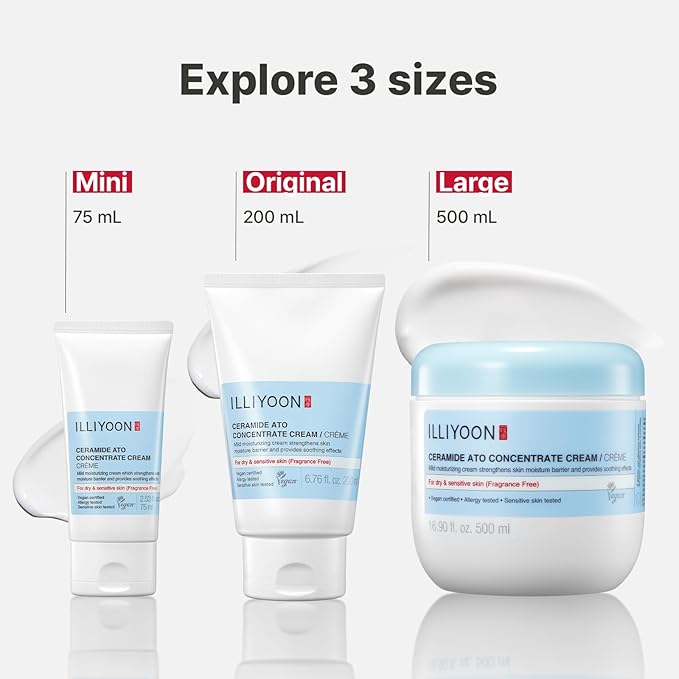 Illiyoon Ceramide Ato Concentrate Cream | Moisturizer for Dry & Sensitive Skin, 100hr Lasting Hydration, For Face & Body, Gentle for Infants, Moisture Barrier Repair, Vegan Certified, 6.76 fl.oz.
