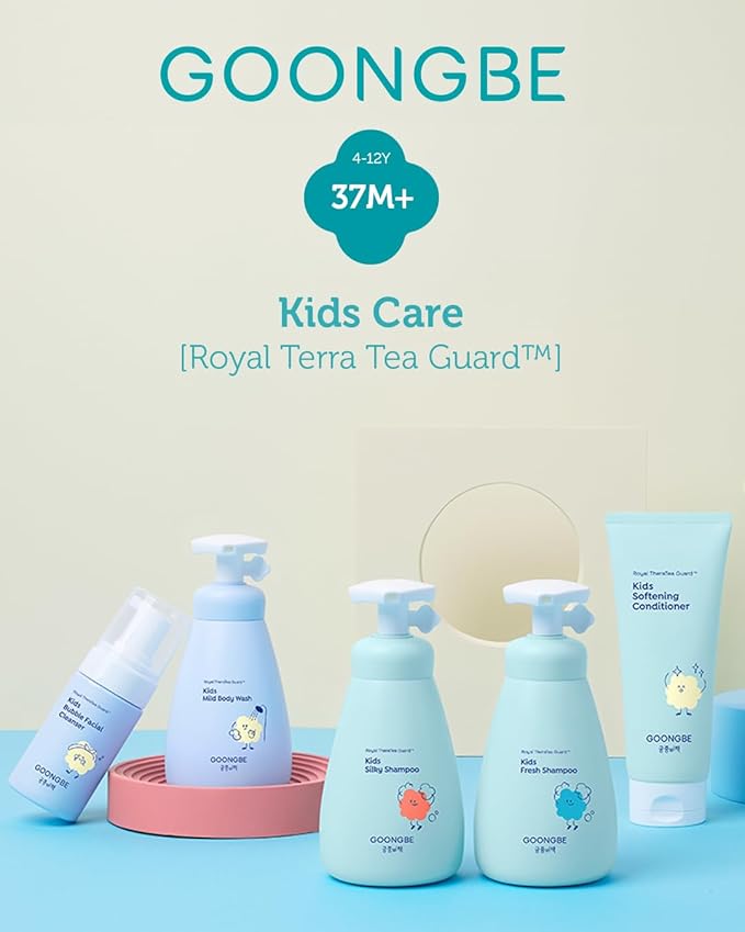 GOONGBE Kids' Silky Shampoo - Korean Kids Hair Softening Shampoo - Shiny and Glossy Hair for Weak, Frizzy and Tangle Prone Hair - Low pH & Silicone-Free - Allergen Free Scent, 10.1 fl.oz. 2 Pack