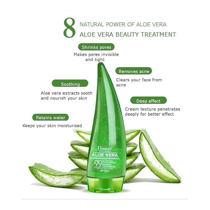 DISAAR Beauty Aloe Vera 99% Essence Soothing Gel Cream Liquid High Moisturizing After-sun Repair Oil Control Acne Very Mild 260ml