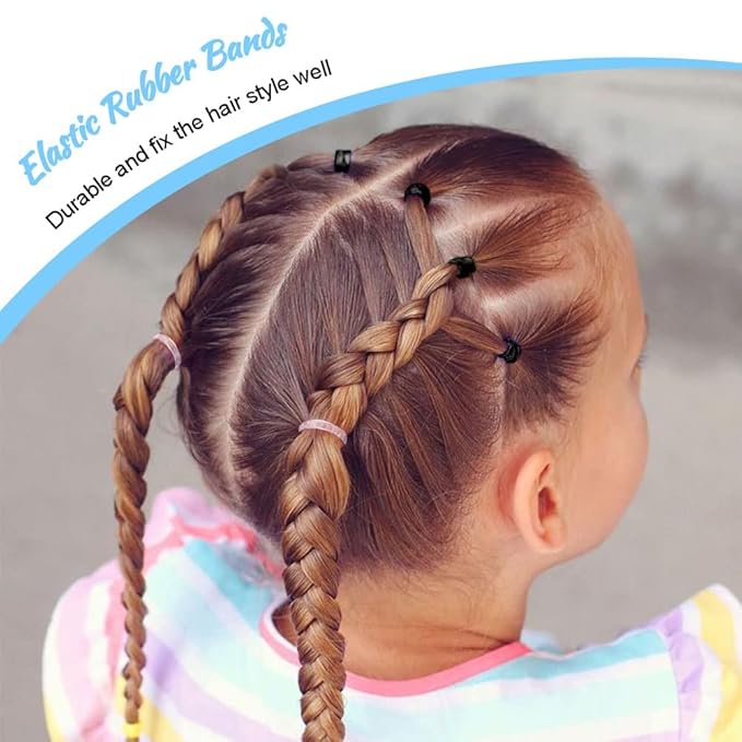 Topsy Tail Hair Styling Set, IKOCO - 1000pcs Hair Elastics (500 Clear, 500 Black), 2 Loop Tools, 1 Rat Tail Comb