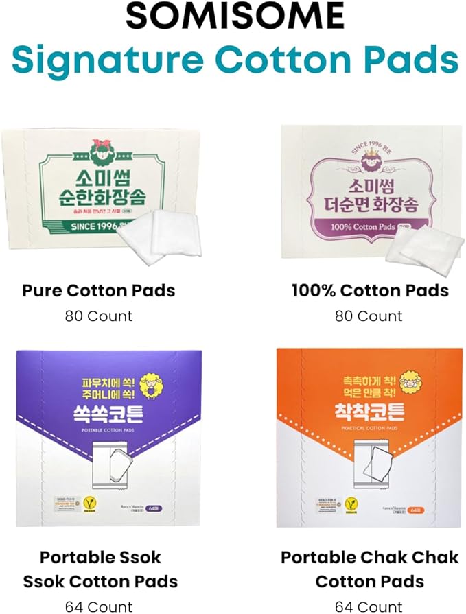 1/2 Seeruse Cotton Pads - Premium Korean Facial Cotton Pads for Makeup Removal and Skincare, Lint-Free, Soft and Thin, Toner Mask, Hypoallergenic, 80 Count