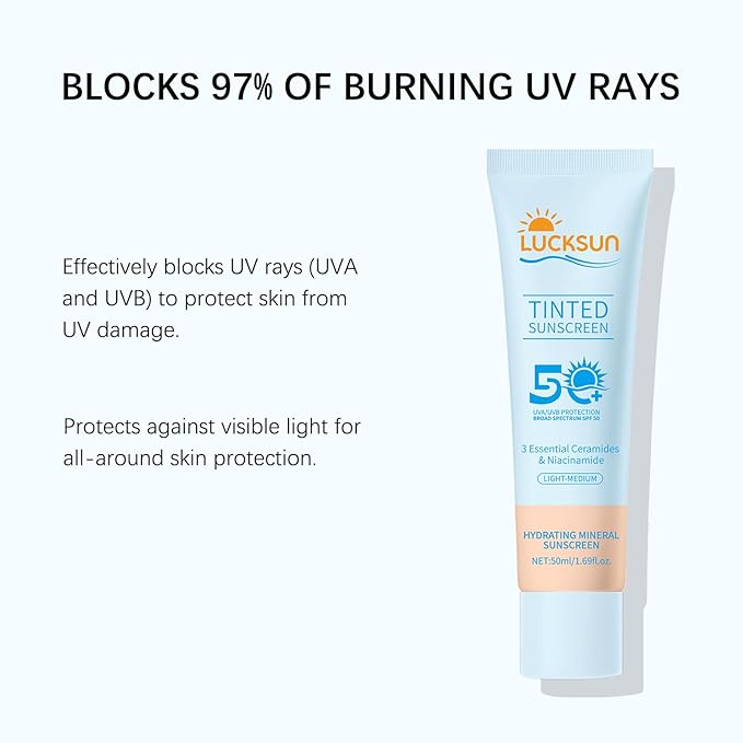 Tinted Sunscreen for Face SPF 50, 2 PCS Defense SPF 50 Face Sunscreen Lotion with Hyaluronic Acid, Sun Essence Faces Sunscreens, Hydrating, Moisturizing, UV Defense, Travel Size (Medium Color)
