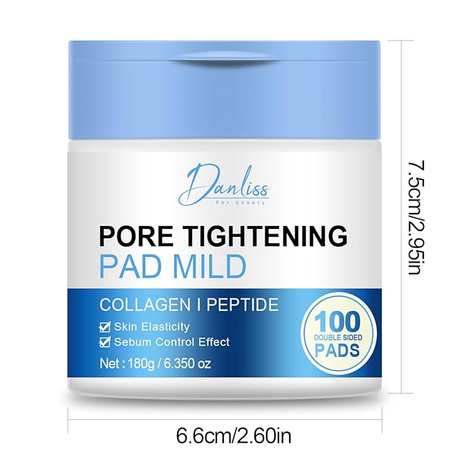 Pore Tightening Cleansing Pads with Niacinamide, Vitamins B5, C & E, Hydrating and Soothing, Improving Elasticity Pore Refining Toner Perfecting Cleansing Pads (100 pc)