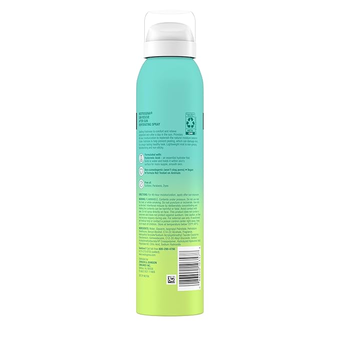 Neutrogena Sun Rescue After Sun Rehydrating Spray with Hyaluronic Acid, Vegan and Lightweight 48-Moisturizing Skin and Body Mist, Non-Comedogenic Hydration, 6.7 Oz