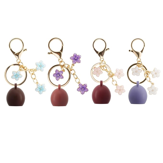 Keychain Cap, Keychain Holder compatible, Chapstick Holder for NYX Smushy Matte Lip Balm, Portable Lipgloss Case with Keyring (01&05&08&11)
