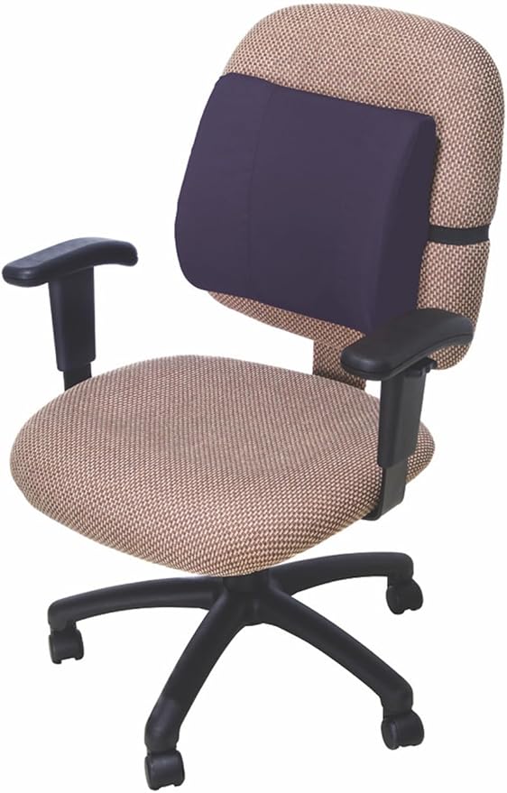 Essential Medical Supply Molded Lumbar Cushion in Navy with Elastic Positioning Strap - Perfect for Office or Car Chairs, Provides Lower Back Support and Comfort