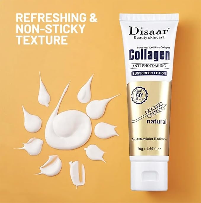 DISAAR BEAUTY Pure Collagen Anti-Aging Sunscreen Lotion SPF 50+ PA+++ Natural Moisturizing UV Protection 50g / 1.69fl.oz