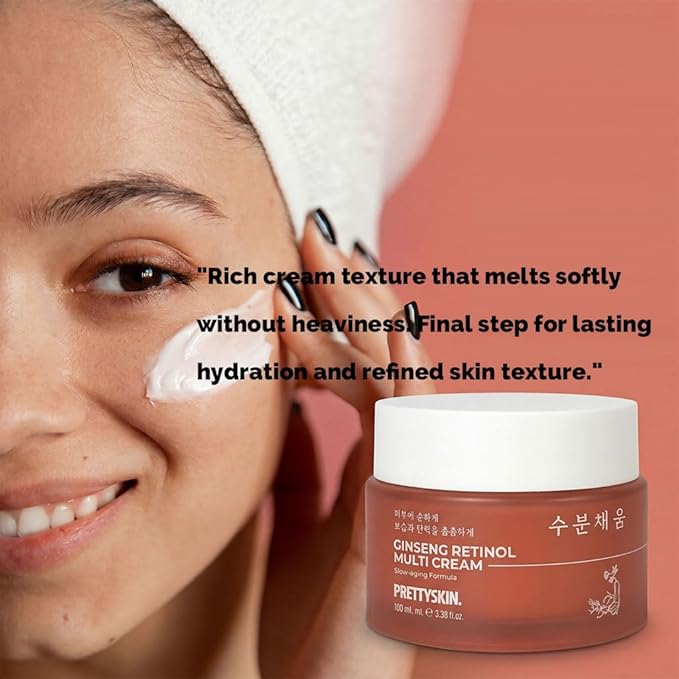 PRETTYSKIN Ginseng Extract & Retinol Multi Cream | Hydrating & Nourishing Face Moisturizer | Helps Improve Skin Elasticity, Firmness & Smooth Texture | 3.38 fl.oz