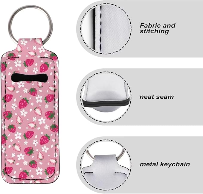 Lipstick Holder Keychain, Cute Keychains for Lip Balm Holder, Neoprene Lipstick Sleeve Pouch for Women Men Teens