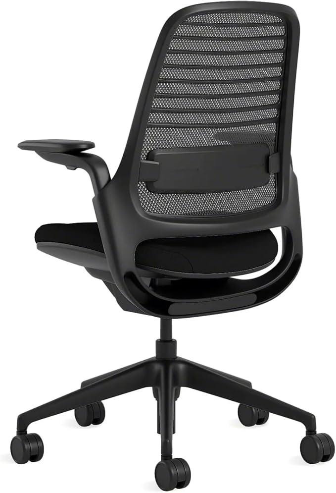 Steelcase Series 1 Office Chair - Ergonomic Work Chair with Wheels for Carpet - Helps Support Productivity - Weight-Activated Controls, Back & Arm Support - Easy Assembly - Licorice + Onyx Era