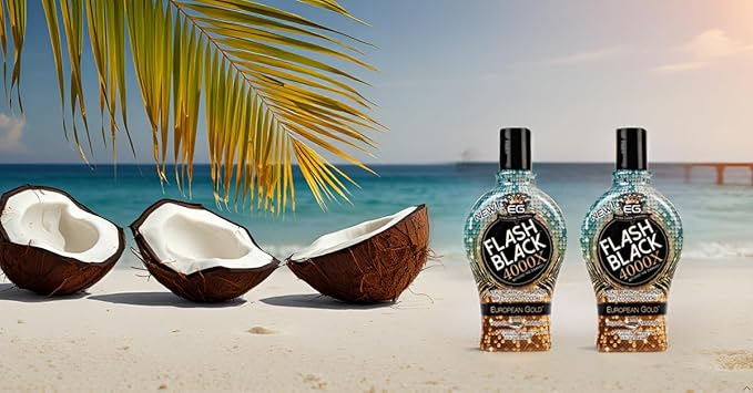 2-Pack European Gold Flash Black 4000X Indoor Tanning Lotion with Time-Release DHA Bronzers Tanning Bed Lotion and Outdoor Sun Tan lotion 12 fl oz