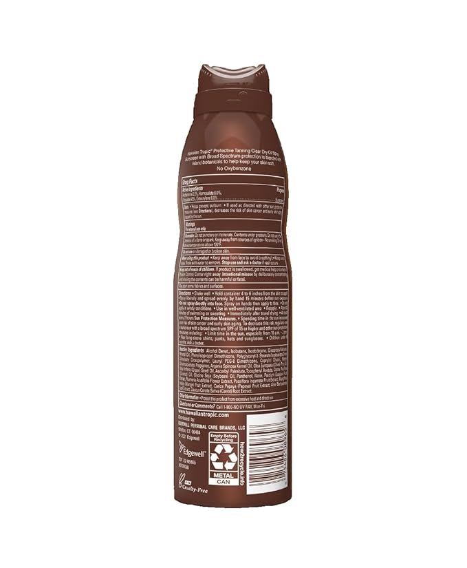 Hawaiian Tropic Dry Oil Clear Spray Sunscreen SPF 30 5.2 oz (Pack of 6)