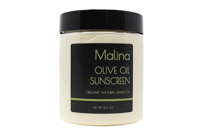 Malina™ Organic Olive Oil Natural Sunscreen | SPF 30+ | Nontoxic | Baby-Safe | Reef-Safe | No Preservatives | No Synthetic Fragrance (8 Fl Oz)