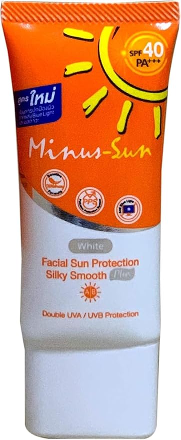 Minus-Sun SPF40 PA+++ (White) Pollution Protection Mousse 30 Gram. Facial Sun Protection Silky Smooth Plus UVA1 UVA2 and UVB Protection